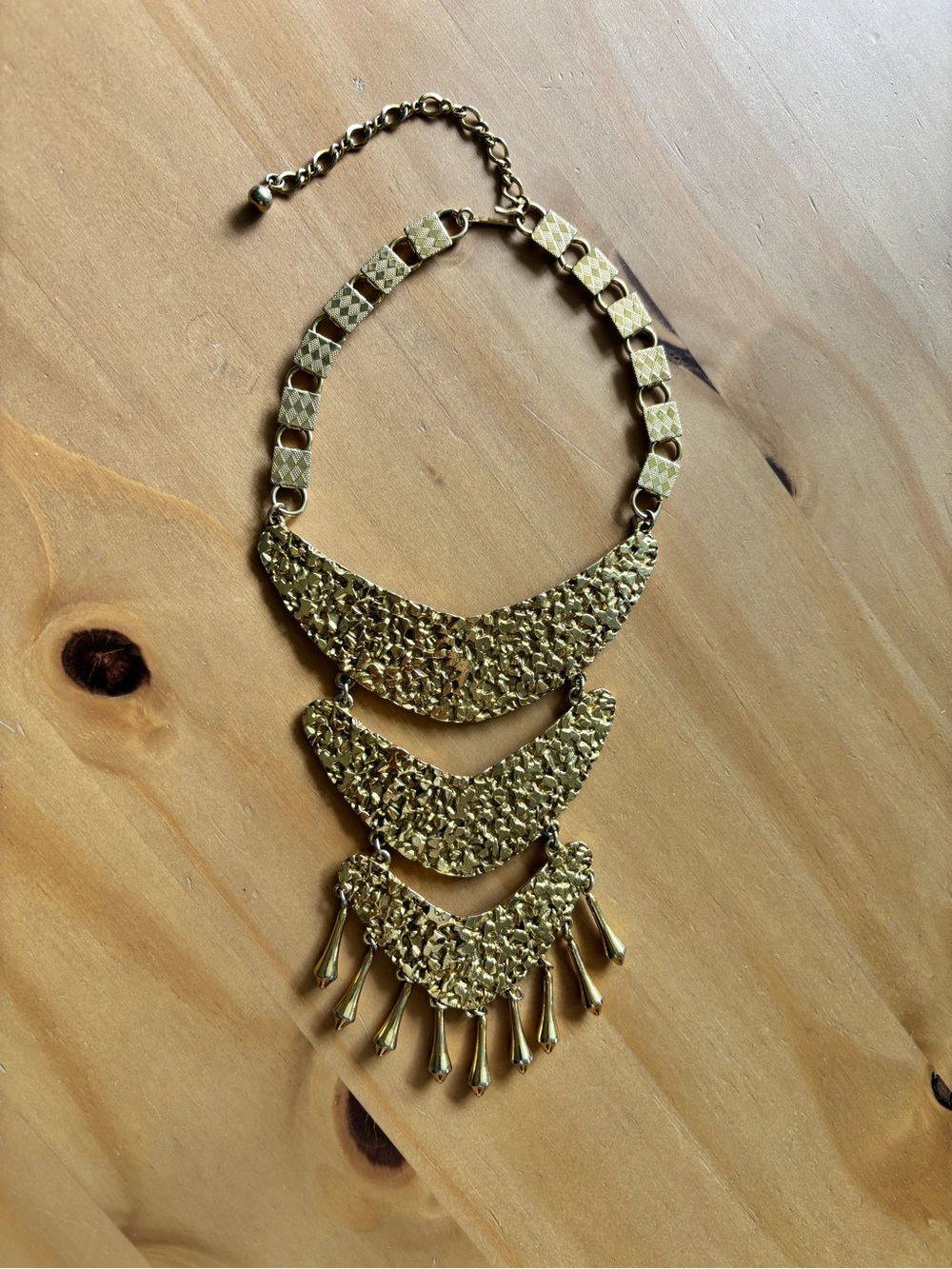 Pauline Rader Vintage Gold Tassle Statement Necklace